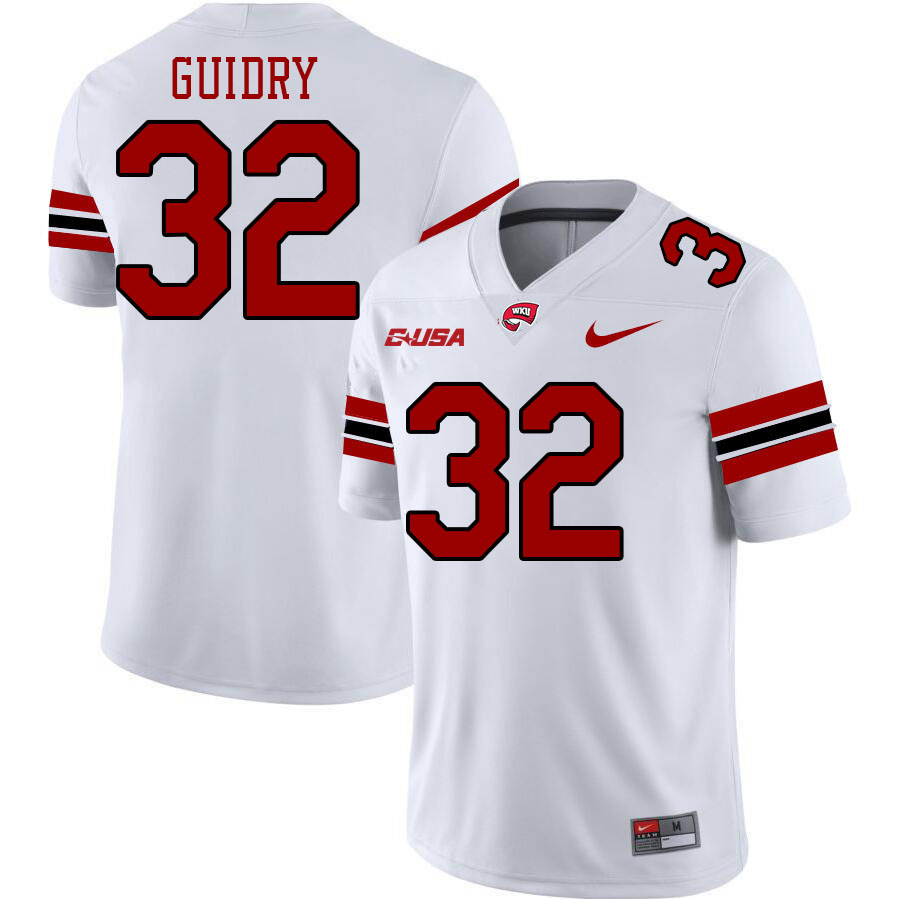 Western Kentucky Hilltoppers #32 Kylan Guidry College Football Jerseys Stitched Sale-White